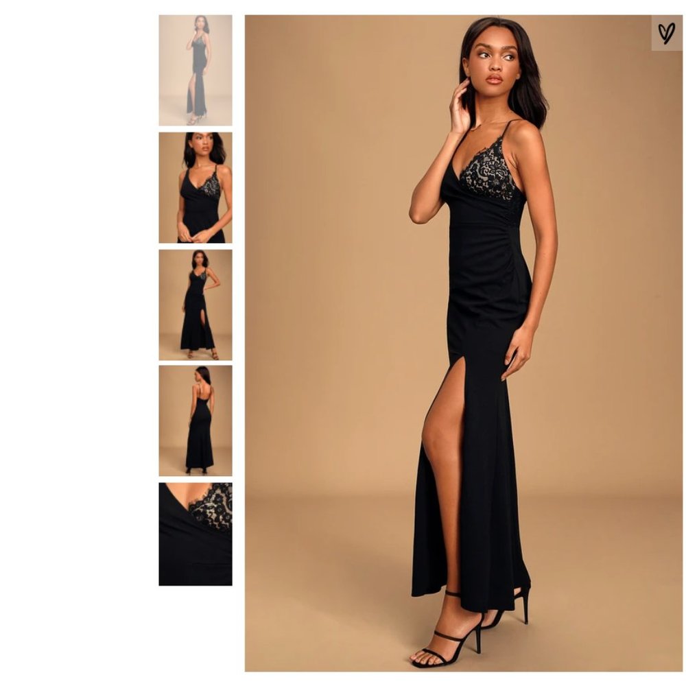 Lulu's Romantic Evening Black Lace Sleeveless Maxi